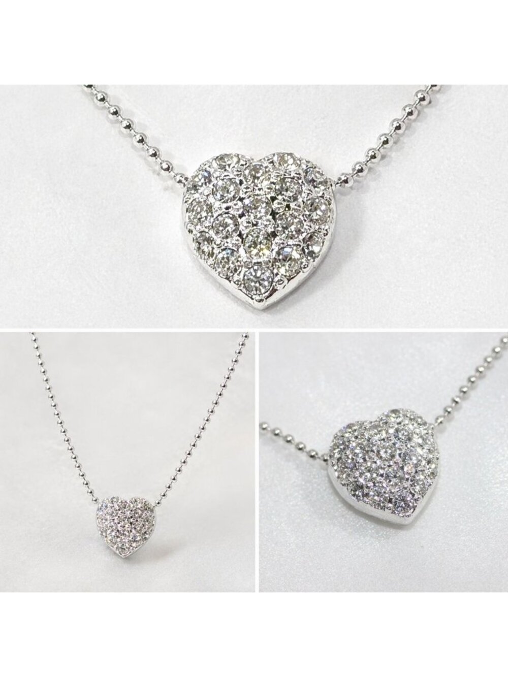 Vintage Victoria Secret Crystal Heart Necklace Swarovski Accents Silver Tone Y2K